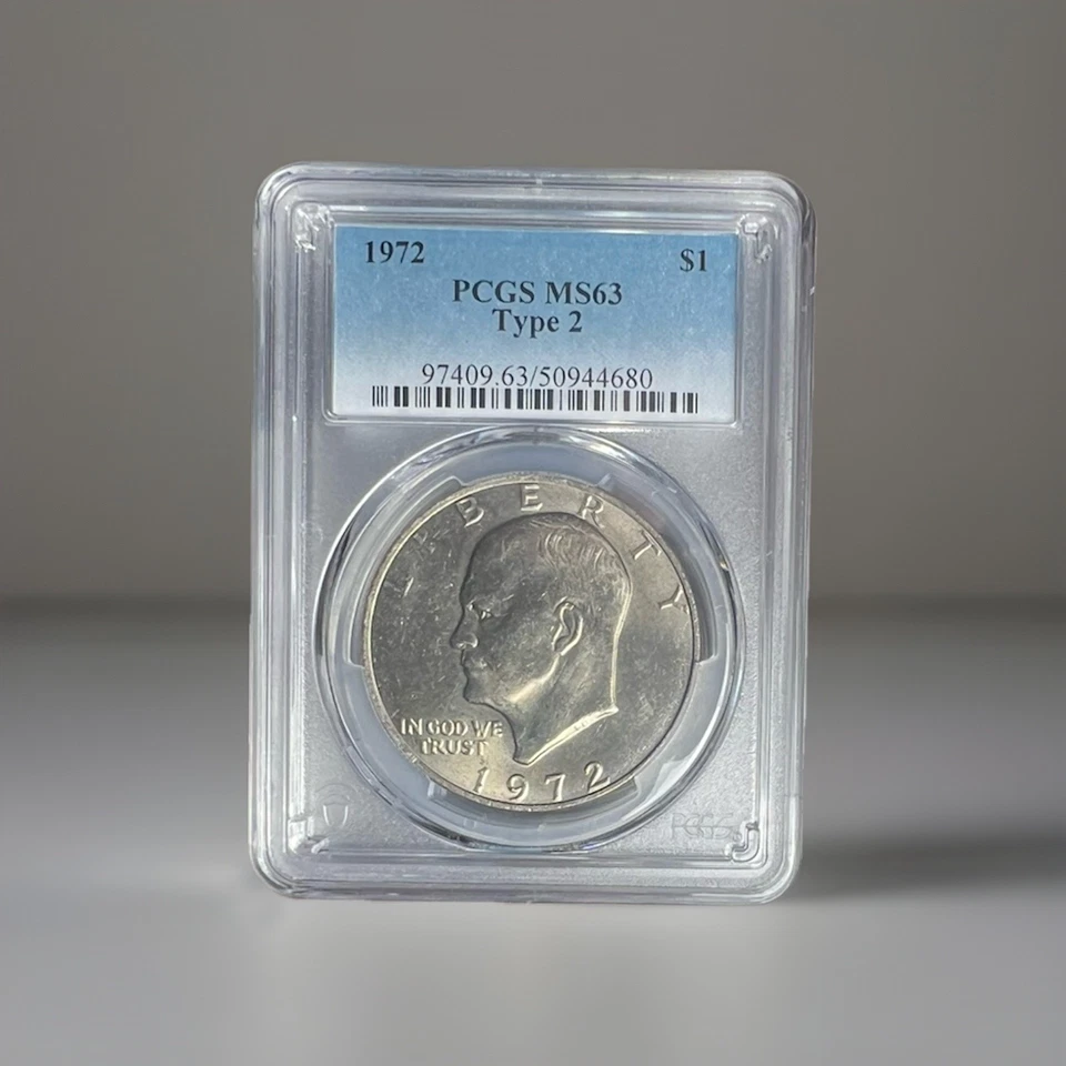 1972 P Type 2 Eisenhower Ike Dollar PCGS MS63 - Key to the Ike Series - Image 1 of 2