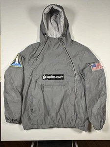Members Only Sport NASA Hoodie Jacket Mens Large Silver Space Shuttle Flag Patch - Picture 1 of 13
