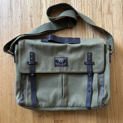 UGG Australia Elmwood Green Canvas Messenger Laptop Travel Work School Bag - Image 1 of 4