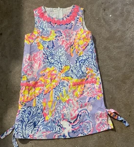 Vestido Lilly Pulitzer Little Lilly Shift Niña 8 Difícil de Encontrar Rosa Escote Trenzado - Imagen 1 de 3