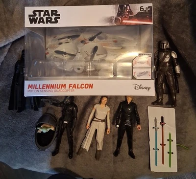 Star Wars Milennium Falcon Motion Sensing Quadcopter Grogu Vader Luke Skywalker! - Image 1 of 4