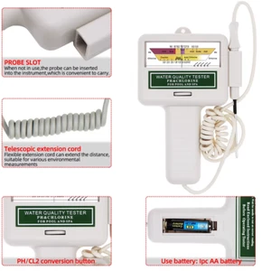 PC101 PH Meter Water Quality PH CL2 Chlorine Tester Level Meter fo Swimming Pool - Picture 1 of 18