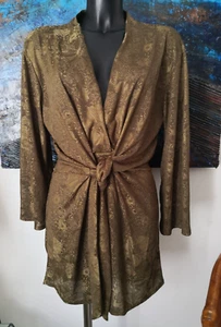 Robe ZARA courte style kimono kaki bronze Taille S - Picture 1 of 8
