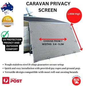 Caravan Privacy Screen Roll Out Awning Privacy Screens 1.95m End Wall 7 Sizes AU - Picture 1 of 20