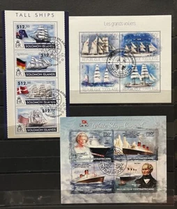 3x Sailing Ships / Queen Elizabeth / Flags on stamps - Timbres CTO - Del.5 - Picture 1 of 1