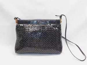 Vintage Whiting & Davis Black Mesh MOD Purse Evening Bag Snap Close with Strap - Picture 1 of 8