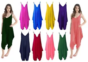 Damen Uni Bedruckt Lagen Look Sommer Strampler Strand Harem Jumpsuit Playsuit Top  - Bild 1 von 26