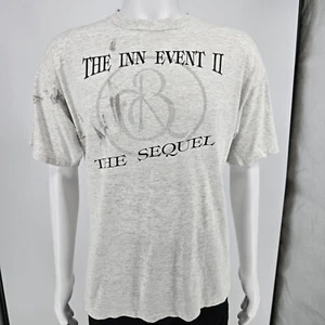 Distressed Vintage 1990s Oneita "The Inn Event II: The Sequel" Gray T-Shirt (XL) - Picture 1 of 11