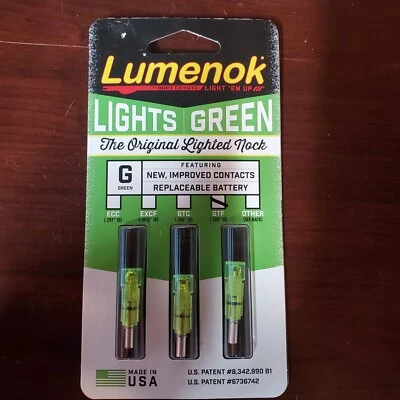 Lumenok Lighted Crossbow Arrow Crescent Nock .302" / battery selection  - Image 1 of 4