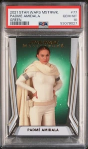 2021 Topps Star Wars Masterwork Green 1 /99 ALPHA Padme Amidala #77 Pop 1 PSA 10 - Picture 1 of 3