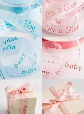 Baby Ribbon Satin Organza Cut Lengths Christening Cake Shower - Image 1 of 4