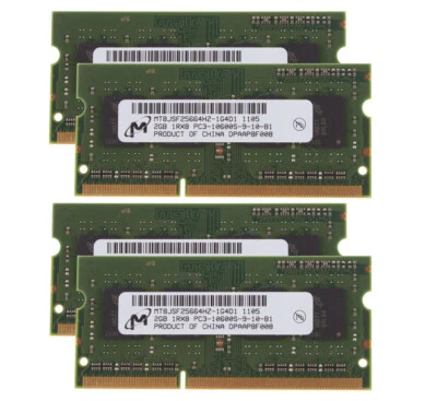 4pcs Micron 2GB 1RX8 DDR3 1333MHz PC3-10600 204PIN SODIMM Laptop Memory RAM @a0 - Image 1 of 4
