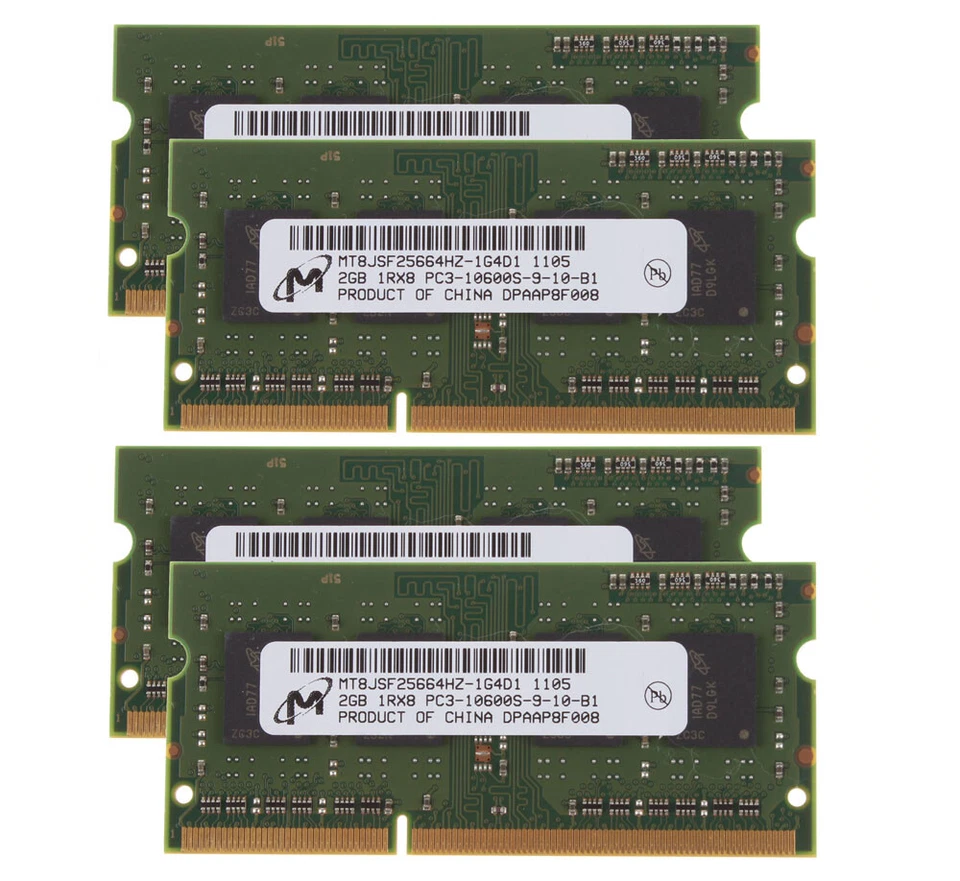 4pcs Micron 2GB 1RX8 DDR3 1333MHz PC3-10600 204PIN SODIMM Laptop Memory RAM @a0 - Image 1 of 4