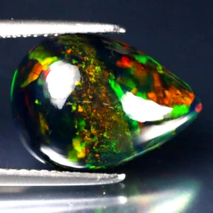 4.88 ct Premium Pear Cabochon (16 x 11 mm) Ethiopian Flashing Black Opal - Picture 1 of 2