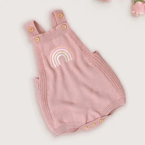 Pink Girl Newborn Infant Baby Knitted Romper Cotton Sleeveles , Girl Clothes - Picture 1 of 5