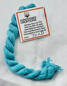 Conjoined Creations Thread 100% Soy silk 10/2 30 yards hand-dyed blue 722D - Picture 1 of 1