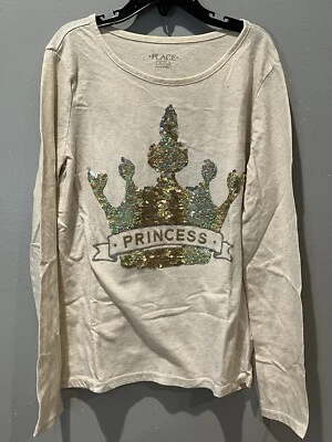 Camisa Children’s Place Ivory LS Niñas Princesa Lentejuelas Talla XL 14 Foto 1 de 4