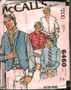 6460 Vintage McCalls SEWING Pattern Mens 1970s Shirt Waistcoat Lined Vests 40 - Picture 1 of 2