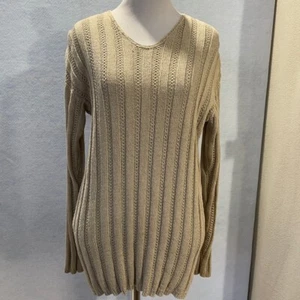 I•N•C Beige Circle Knit Ribbed V-neck Sweater - Picture 1 of 12