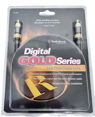 New Radio Shack Digital Gold Series PCM Digital Audio Cable - 6ft - DVD A/V CD - Image 1 of 4