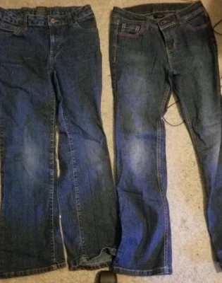 2 pair Girls Size 10 Jeans Denim Bottoms Pants Faded Glory  - Image 1 of 4
