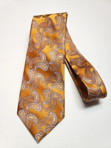 MICHAEL KORS Men's Neck Tie Orange & Silver Paisley 100% silk - Picture 1 of 5