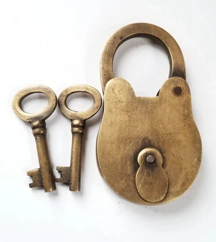 ♡ Brass Lock ,Love Lock, Commitment Lock,Valentine Lock with 2 skeleton keys #L2 Cover