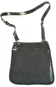 Coldwater Creek Black Embroidered Crossbody Purse Floral Design Adjustable Strap - Picture 1 of 6