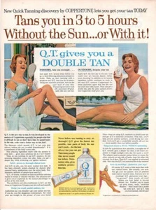 Vintage advertising print ad Health Coppertone QT Quick Tanning pretty lady 1963 - Picture 1 of 1