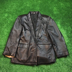 Vintage Yves Saint Laurent Lederjacke Damen 56 Schwarz Blazer 90er Outdoor - Bild 1 von 22
