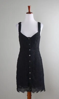 FREE PEOPLE Intimately NWT $118 Black Lace Button Front Mini Dress Size Medium - Image 1 of 4