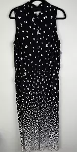 London Style Collection Jumpsuit Women 18 Sleeveless Button Up Waist Tie Stretch - Picture 1 of 18