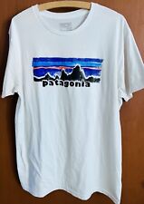 Patagonia Mountain Silhouette T-Shirt Faded Spellout White Slim Fit XL