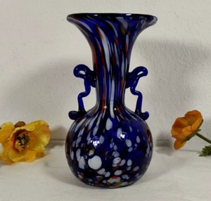 Fratelli Toso Glasvase Murano blau marmoriert vintage Midcentury swirl Glaskunst - Bild 1 von 6