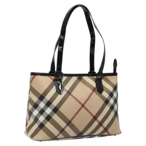 BURBERRY Nova Check Tote Bag PVC Beige Auth 119010 - Picture 1 of 22
