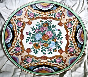 Heavy Thick Vintage Asian Oriental Floral Decorative Imari ? 12" Plate Sm. Chip - Picture 1 of 7
