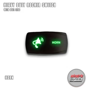 GREEN HORIZONTAL LED Momentary Rocker Switch 5 Pin Dual Light 20A 12V - HORN (A) - Picture 1 of 6