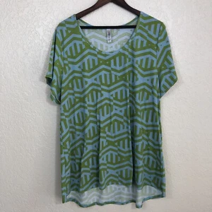 EUC Lularoe 3XL Classic T Green Blue Geometric Pattern Short Sleeve - Imagen 1 de 4