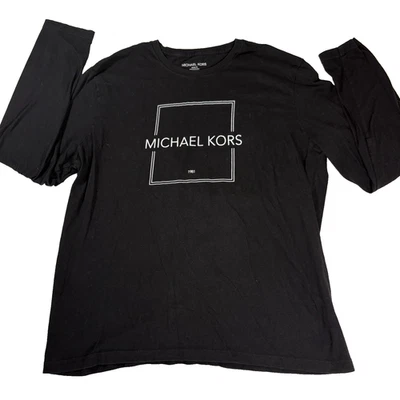 Michael Kors Mens Black Long Sleeve T Shirt XL Logo Graphic Tee Cotton Casual - Image 1 of 4