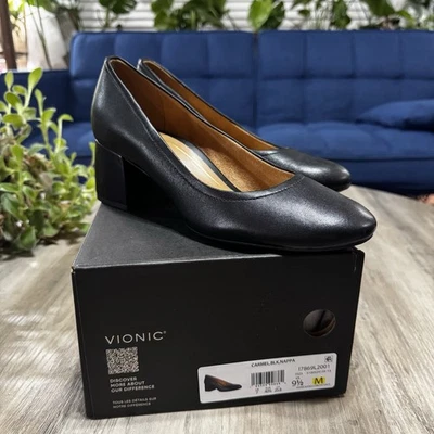 Vionic Women’s Carmel Black Leather Pump Dress Shoes Size 9 1/2 - Image 1 of 4