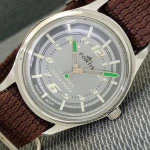 HAND-WINDING VINTAGE FORTIS SWISS MENS REFURBISHED GREY COLOR DIAL WATCH a1644-U - Picture 1 of 9