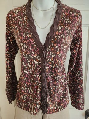 Autumn Leaves Print Foxcroft Cardigan M Foto 1 de 4