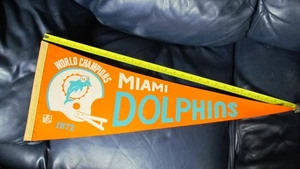 Pennant Miami Dolphins Campioni del Mondo 1972 Vintage - Foto 1 di 6