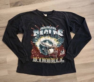 复古 90 年代费城老鹰队图案衬衫 Youth L Riddell 1998 单针美国 — 第 1/4 张图片