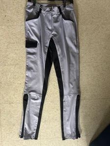 PANTALONES DE MONTAR Damas *En muy buena condición Grande *Gris y Negro 5 Bolsillos Asiento Completo Pantalones Poliéster - Imagen 1 de 3