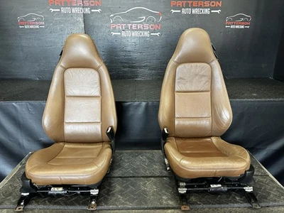 2000 BMW Z3 FRONT DRIVER & PASSENGER BROWN LEATHER SEATS R7CP - Image 1 of 4