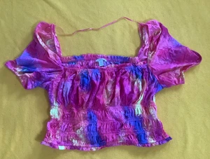 Bar III Crop Top Tie Dye Smocked Multicolor Size XXL - Picture 1 of 9