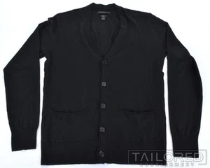 JOHN VARVATOS LUXE Black Cotton Shawl Collar Cardigan Mens Sweater - MEDIUM - Picture 1 of 5