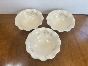 Pfaltzgraff Tea Rose Fluted Scalloped Pedestal Cereal Bowls 7 Inches Set Of 6 - Picture 1 of 13