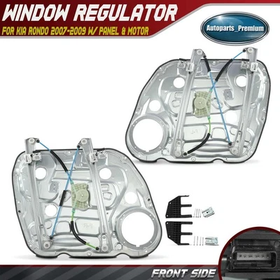 2x Front Left & Right Window Regulator w/ Panel & Motor for Kia Rondo 2007-2009 - Image 1 of 4